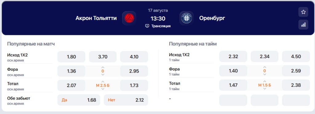 БК Winline выставила свои коэффициенты на матчи чемпионата России