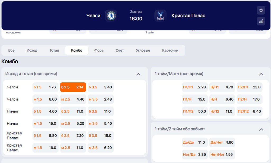 Прогноз: победа Челси и общий тотал больше 2,5 гола