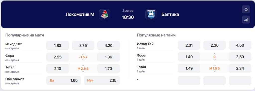 БК Winline выставила свои коэффициенты на матчи Кубка России