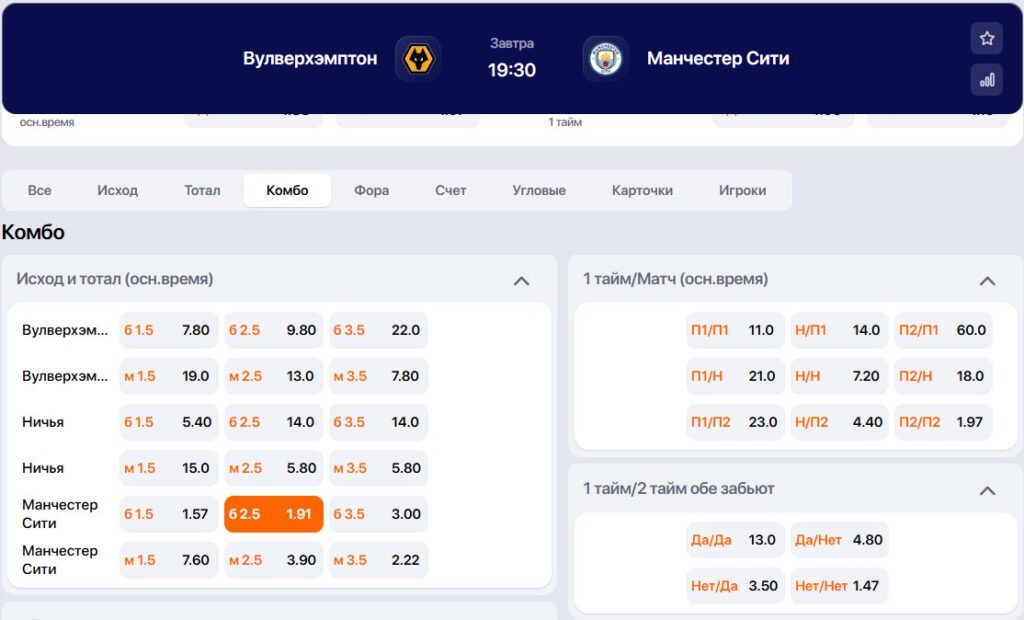 Прогноз от BetsSoccer: победа Ман Сити и общий тотал больше 2,5