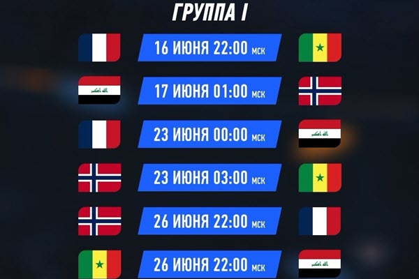 ЧМ-2026 Группа I: Франция, Норвегия, Сенегал, Ирак